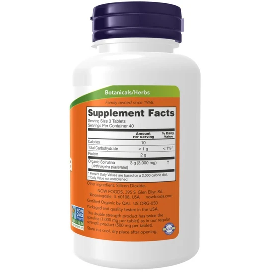 NOW Foods Spirulina Organic 1000mg - 120 tabs