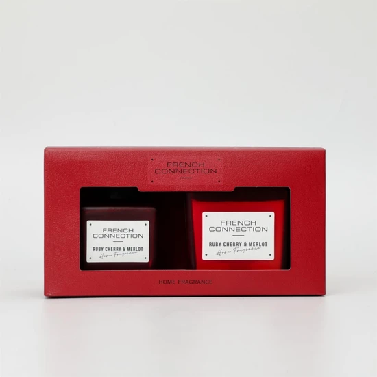 French Connection Autumn Collection Ruby Cherry & Merlot Diffuser + Candle Gift Set 100ml