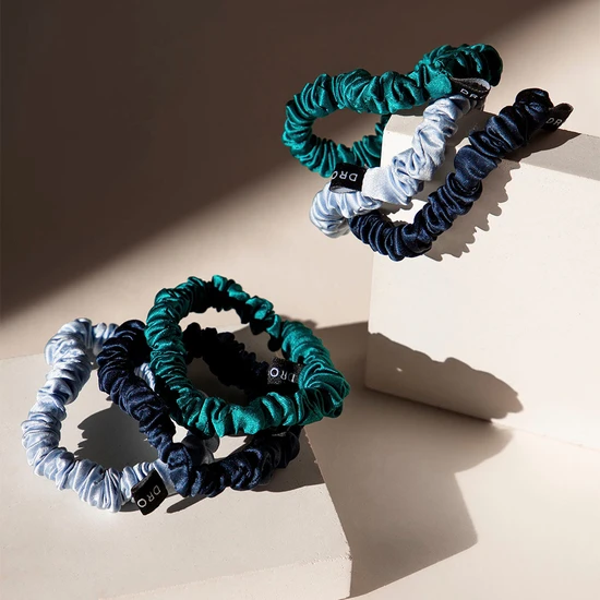 Drowsy Skinny Scrunchie Set Blue & Green
