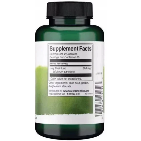 Swanson Holy Basil Leaf Capsules 400mg x 120
