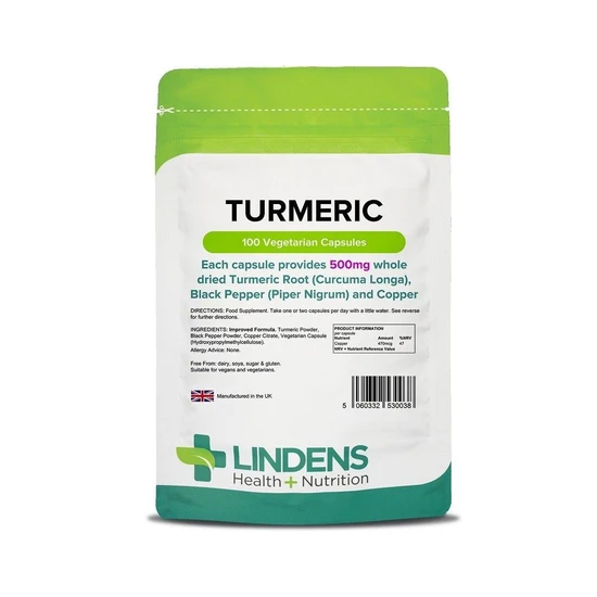 Lindens Turmeric 500mg With Black Pepper & Copper Vegicaps 100 Vegicaps