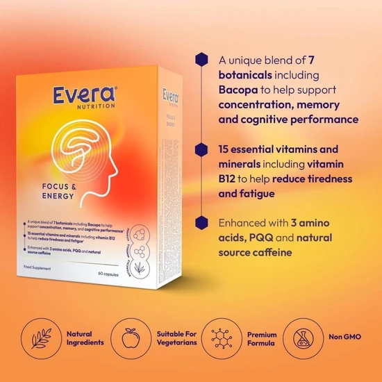 Evera Nutrition Focus & Energy Capsules 60 Capsules