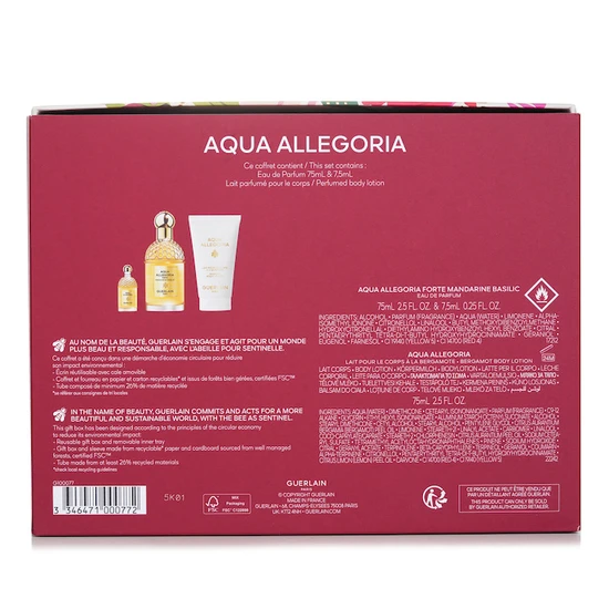 GUERLAIN Aqua Allegoria Forte Mandarine Basilic Gift Set Eau De Parfum 75ml + 7.5ml + Body Lotion 75ml