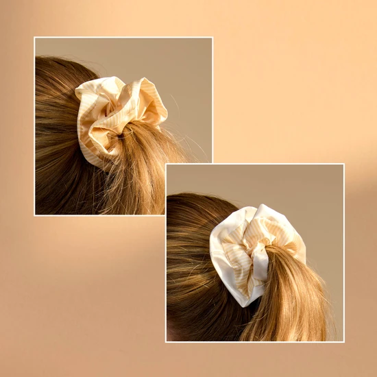 Silver Cloud Satin Frilly Hair Scrunchies Buttercup Collection