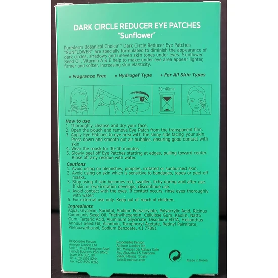 Purederm Dark Circle Reducer Sunflower Eye Patches 4 Sachet