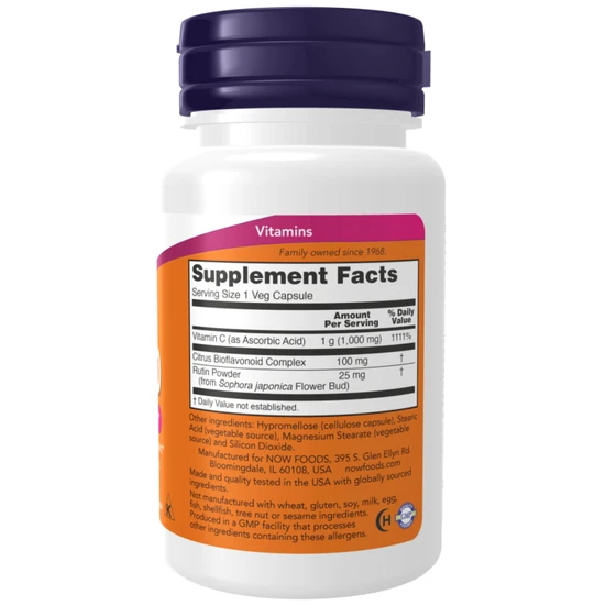 NOW Foods Vitamin C-1000 With 100mg Bioflavonoids 100 Capsules