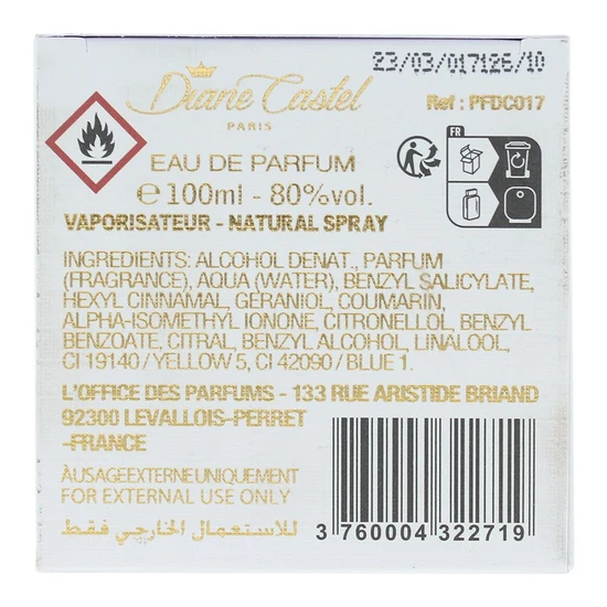 Diane Castel Bleu Barbade Eau De Parfum 100ml