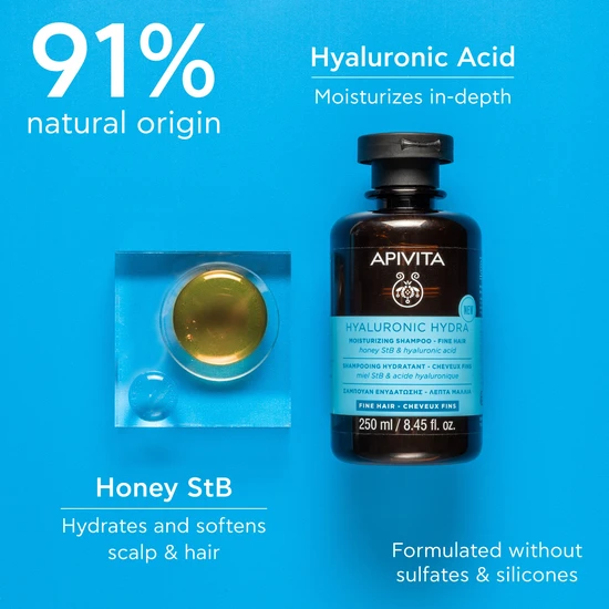 APIVITA Hyaluronic Hydra Moisturising Shampoo For Fine Hair 250ml