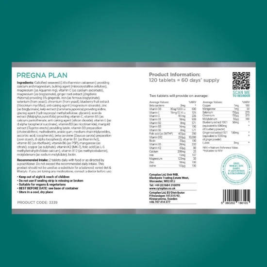 Cytoplan Pregna-Plan Pregnancy Multivitamin Tablets 120 Tablets