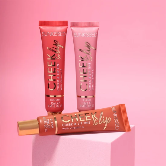 Sunkissed Cheek To Lip Gift Set 15ml Cheek & Lip Tint Gleam + 15ml Cheek & Lip Tint Bloom + 15ml Cheek & Lip Flush