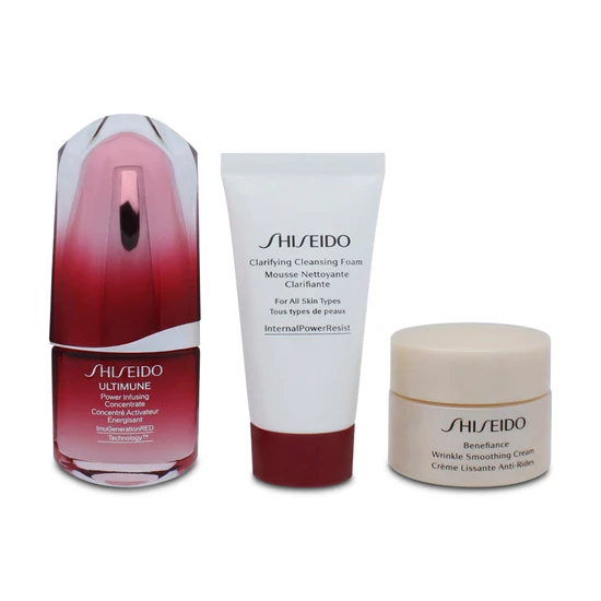 Shiseido Benefiance Travel Anti Wrinkle Skin Care Kit Benefiance Wrinkle Smoothing Cream 15ml + Wrinkle Smoothing Day Cream SPF 30 15ml + Wrinkle Smoothing Night Cream 15ml + Wrinkle Smoothing Contour Serum 7ml