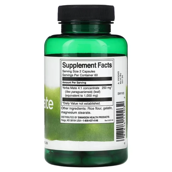 Swanson Yerba Mate Capsules 125mg