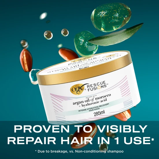 OGX® Rescue Fusions Intense Hydration Argan Oil Of Morocco + Hyaluronic Acid Hair Mask 285ml