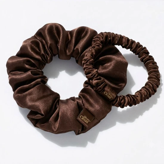 Silver Cloud Chocolate Satin+ Beauty Sleep Gift Set Pillowcase, Sleep Mask & Scrunchies