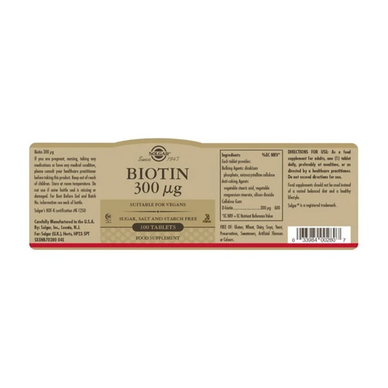 Solgar Biotin 300mcg x100