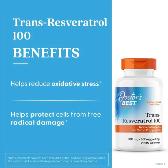 Doctor's Best Trans-Resveratrol With ResVinol-25 100mg Vegicaps 60 Vegicaps