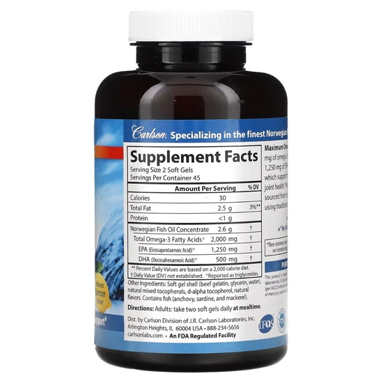 Carlson Labs Maximum Omega Softgels 2000 Softgels