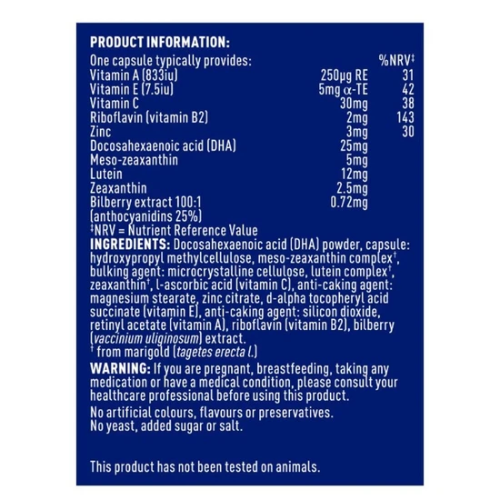 Higher Nature Visual Eyes Vegetable Capsules 30 Capsules