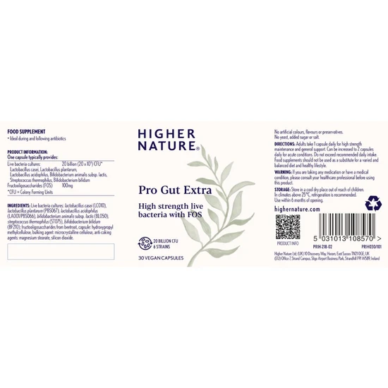 Higher Nature Pro-Gut Extra Capsules 30 Capsules