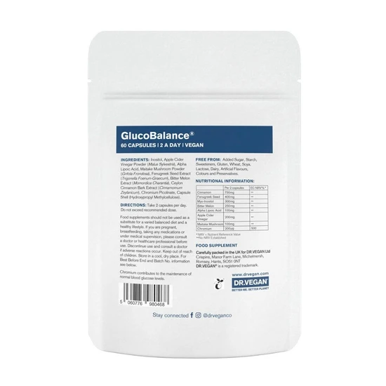 Dr Vegan GlucoBalance Advanced Blood Sugar Control Capsules 60 Capsules