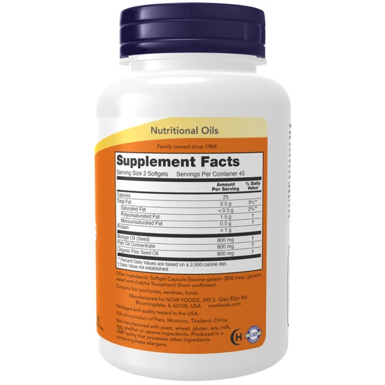 NOW Foods Super Omega 3-6-9 1200mg Softgels 180 Softgels