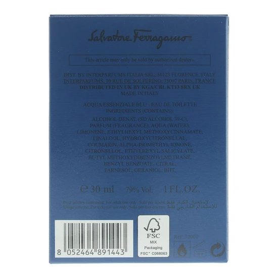 Salvatore Ferragamo Acqua Essenziale Blu Eau De Toilette 30ml