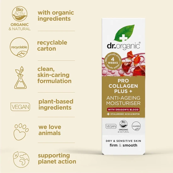 Dr. Organic Pro Collagen Plus Anti Ageing Moisturiser With Dragons Blood 50ml