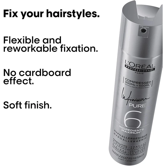 L'Oreal Paris Infinium Pure 6 Ingredients Maximum Extra Strong Spray 300ml