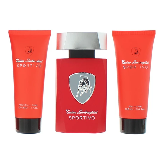 Lamborghini Sportivo Gift Set 125ml Eau De Toilette + 100ml Shower Gel + 100ml Aftershave Balm