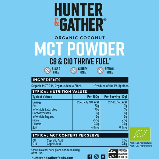 Hunter and Gather Organic Coconut MCT Powder 250g