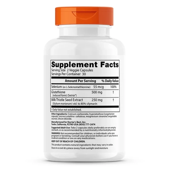 Doctor's Best Glutathione + Milk Thistle 60 Veg Caps