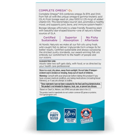 Nordic Naturals Complete Omega D3 565mg Lemon Softgels 60 Soft Gels