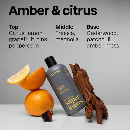 Attitude Super Leaves Men Shower Gel Amber & Citrus 415ml