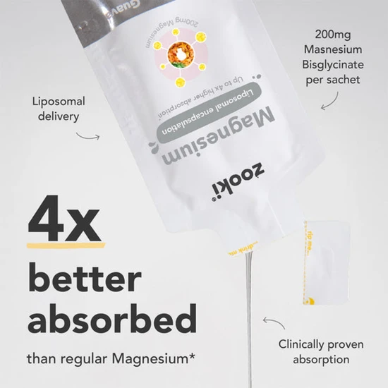 Zooki Liposomal Magnesium Bisglycinate 1, 500mg, Pineapple Flavour Sachets 30x17ml