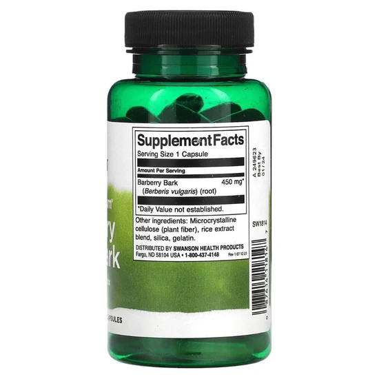 Swanson Full Spectrum Barberry Root Bark 450mg 60 Capsules