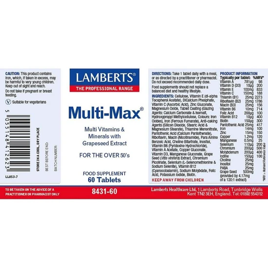 Lamberts Multi-Max Tablets 60 Tablets