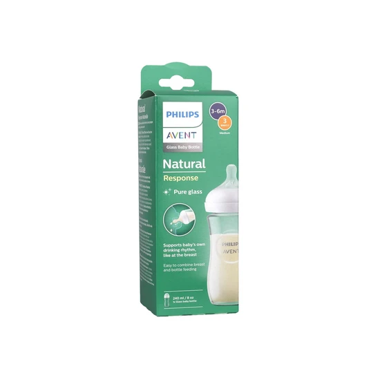 Philips Natural Response Pure Glass Baby Bottle 3-6m 240ml