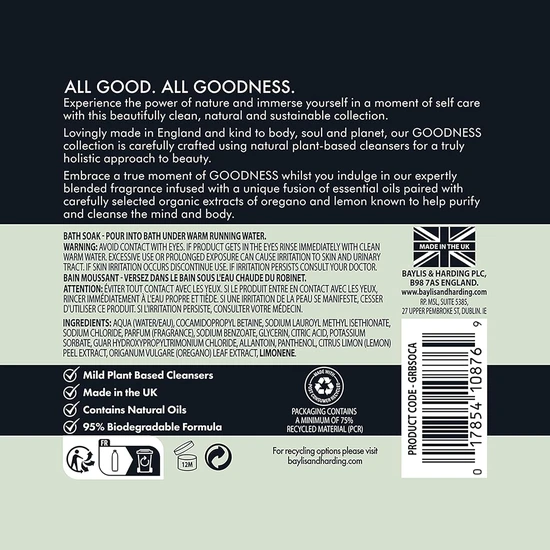 Baylis & Harding Goodness Oud, Cedar & Amber Bath Soak 500ml