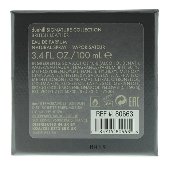 Dunhill London Signature Collection British Leather Eau De Parfum 100ml
