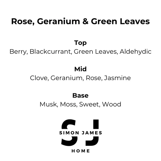 Simon James Home Rose, Geranium & Green Leaves Reed Diffuser