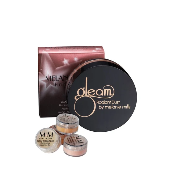 Melanie Mills Hollywood Gleam Radiant Dust Shimmering Loose Powder For Face & Body Bronze Gold Mini