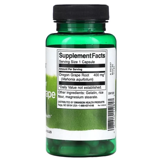 Swanson Full Spectrum Oregon Grape Root 400mg Capsules 60 Capsules