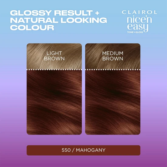 Clairol Nice'n Easy Tone+Gloss Semi Permanent Hair Dye 550/81 Mahogany