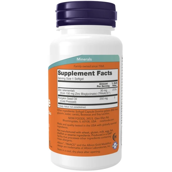 NOW Foods Zinc Glycinate Softgels 120