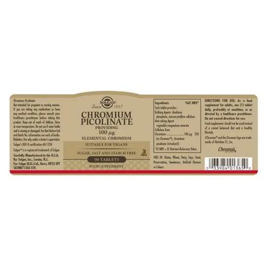Solgar Chromium Picolinate 200ug Vegicaps 90 Vegicaps