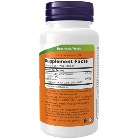 NOW Foods Chlorophyll, 100mg Vegicaps 90 Vegicaps