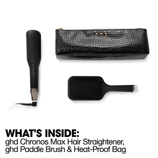 ghd Chronos Max Best Wide Plate Hair Straightener Christmas Gift Set Black
