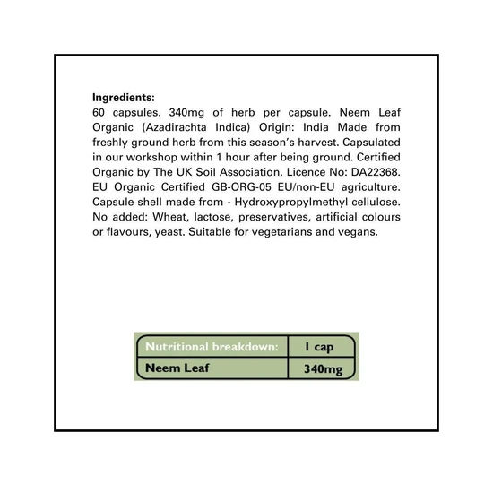 Fushi Organic Neem Leaf x 60 Capsules