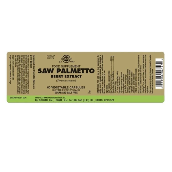 Solgar Saw Palmetto Berry Extract Vegicaps 60 Vegicaps