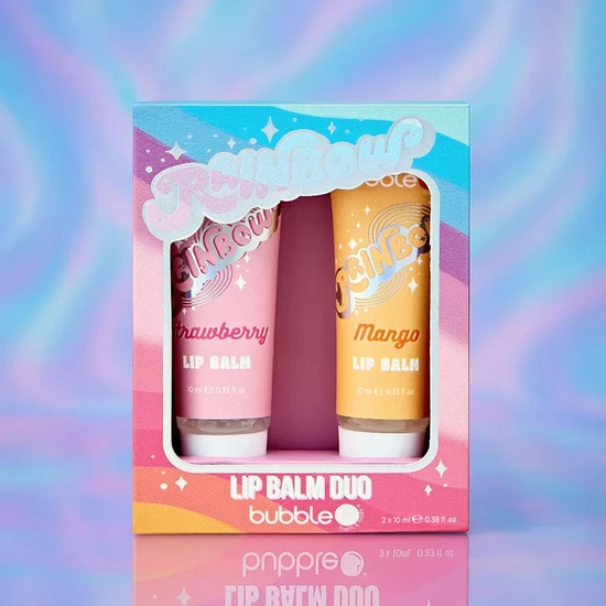 Bubble T Rainbow Lip Balm Duo Strawberry & Mango